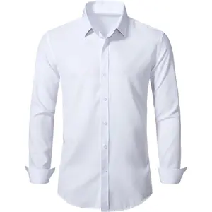 Stretch Mens Slim Fit Dress Shirts Formal Long Sleeve Button Down Shirts
