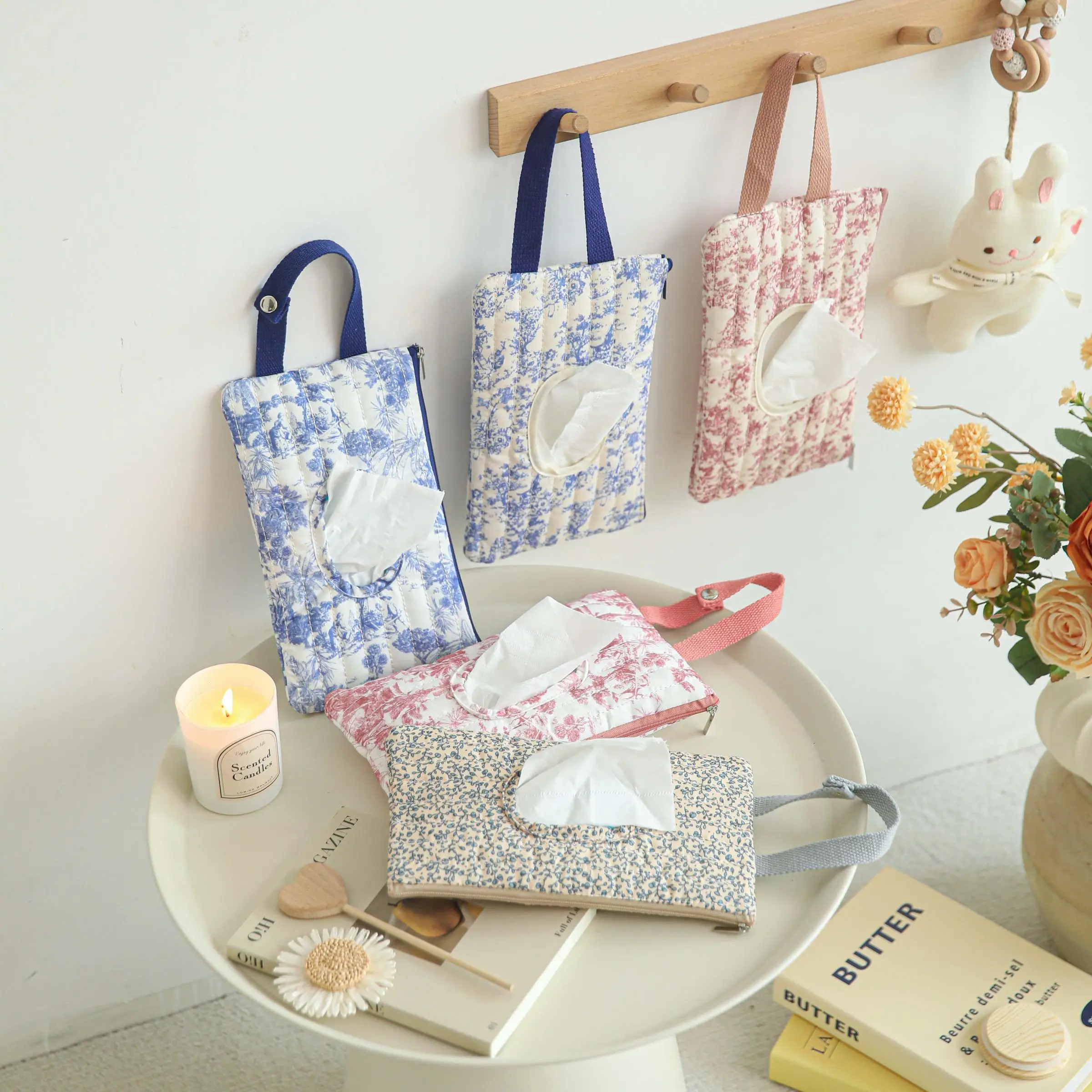 Simple Car Home Paper Towel Storage Bag, Cute Baby Stroller Wet Wipes Hanging Pouch, Convenient Zipper Handheld Organizer, Multifunctional Storage