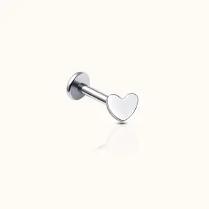 Petite Heart Threadless Labret Titanium Flat Back Earring