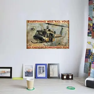 Aluminum Soldier Pilot Helicopter Aviation Decor Metal Sign 8x12 Inch Room Wall Art Home Kitchen Bathroom Bedroom Living House Decoration Stuff