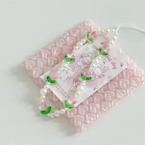1Pc Y2K Flowers Beaded Cellphone Strap Short DIY Mobile Phone Chain Ins Beaded Lanyard Hanging Rope Pendant Decor Keychain