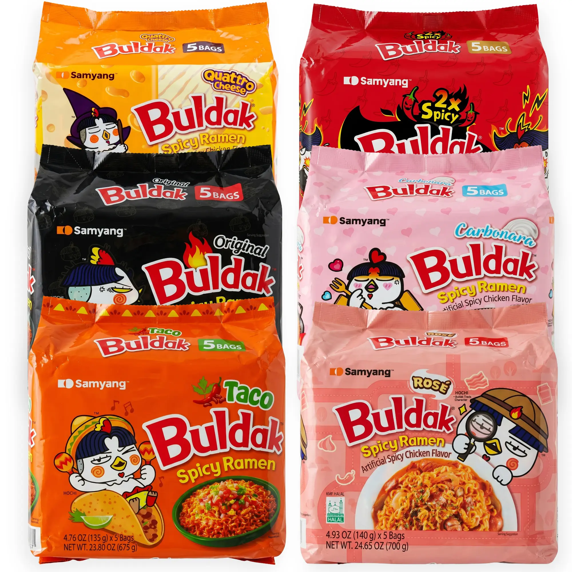 Buldak Spicy Chicken Ramen Korean Instant Noodles, 5 Pack | Choose Flavor Imported Korean Snacks Buldak Spicy Chicken Ramen Korean Instant Noodles, 5 Pack | Choose Flavor Imported Korean Snacks