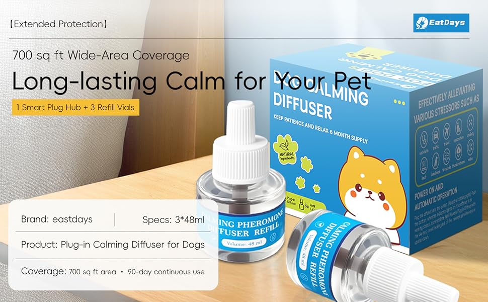 PRO! 30-Day Dog Calming Diffuser - Helps with Stress, Destructive Behavior, Pee Accidents, Separation Anxiety, Barking, Aggression & Chewing - 30-Day Refill Included - Packaging May Vary - Results May Vary