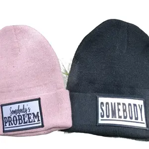 Somebody's Problem Couples Beanies - Knit Hat for Couples pink daily beanie hat