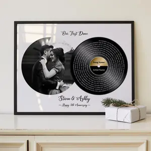 Our Wedding Song Lyrics Frame [Inbox Me], Valentine's Day Gift For Husband Or Wife, Our First Dance Song Lyrics Wedding Anniversary Photo Gift, Anniversary Gifts for Him, Mothers Day Gift Ideas