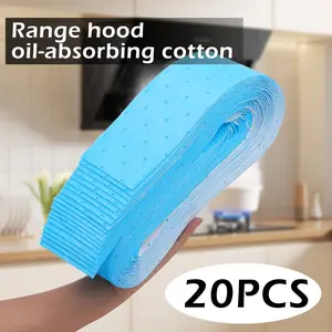 20 Counts Kitchen Range Hood Oil Absorbing Filter Paper, Disposable Anti-Grease Filter Membrane, Space-Saving Foldable Design