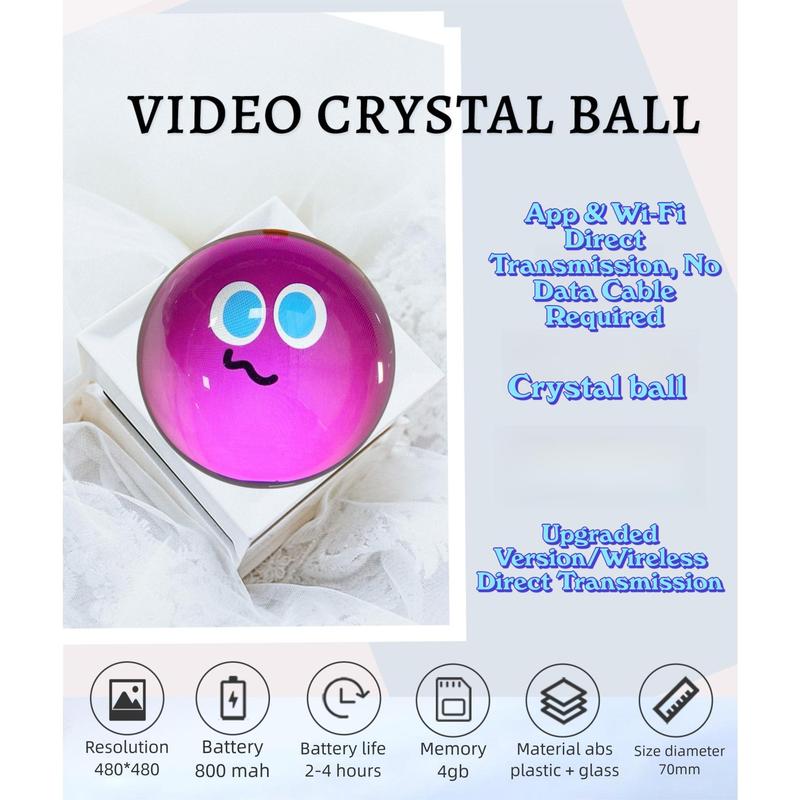 New Years Gift Magic Crystal Ball 3D Photo & Video Player 7cm Sphere 480x480 Display 4GB Storage Type-C 800mAh Lanyard/Desktop App Wi-Fi Transfer Personalized Gift with Colorful Lights & Dimmable Led Light New Years Gift Magic Crystal Ball 3D Photo & Video Player 7cm Sphere 480x480 Display 4GB Storage Type-C 800mAh Lanyard/Desktop App Wi-Fi Transfer Personalized Gift with Colorful Lights & Dimmable Led Light