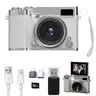 Retro Compact Digital Camera with 180° Flip Screen, 16X Digital Zoom, HD Vlogging Equipment, 32GB Memory Card, Mother’s Day Gift for Students