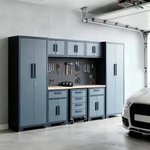 Garage Storage Cabinet System, 9PCS Tool Chest Workbench Storage System in Black