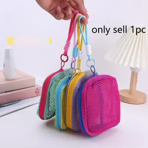 Mesh Tofu Bag, Mesh Storage Bag, Portable Small Square Bag, On-The-Go Miscellaneous Organizer, Cosmetics Coin Purse