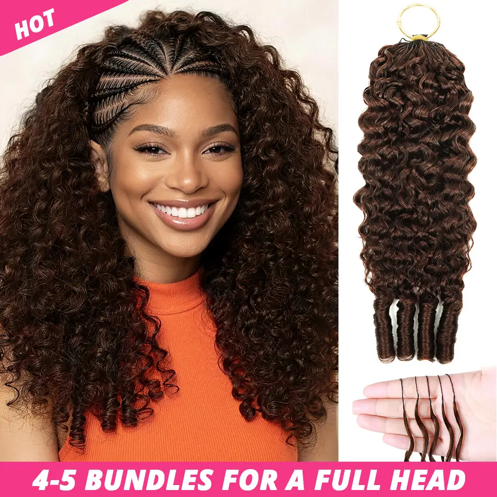Ishow Hair #4 Chocolate Brown Burmese Curly Crochet Human Hair Extensions -Boho Knotless Braids, Pre-Separated Human Hair Feature Crochet Hair Bundles 50g/Pack (39-42 Strands) #SummerWins #DealsForYouDays