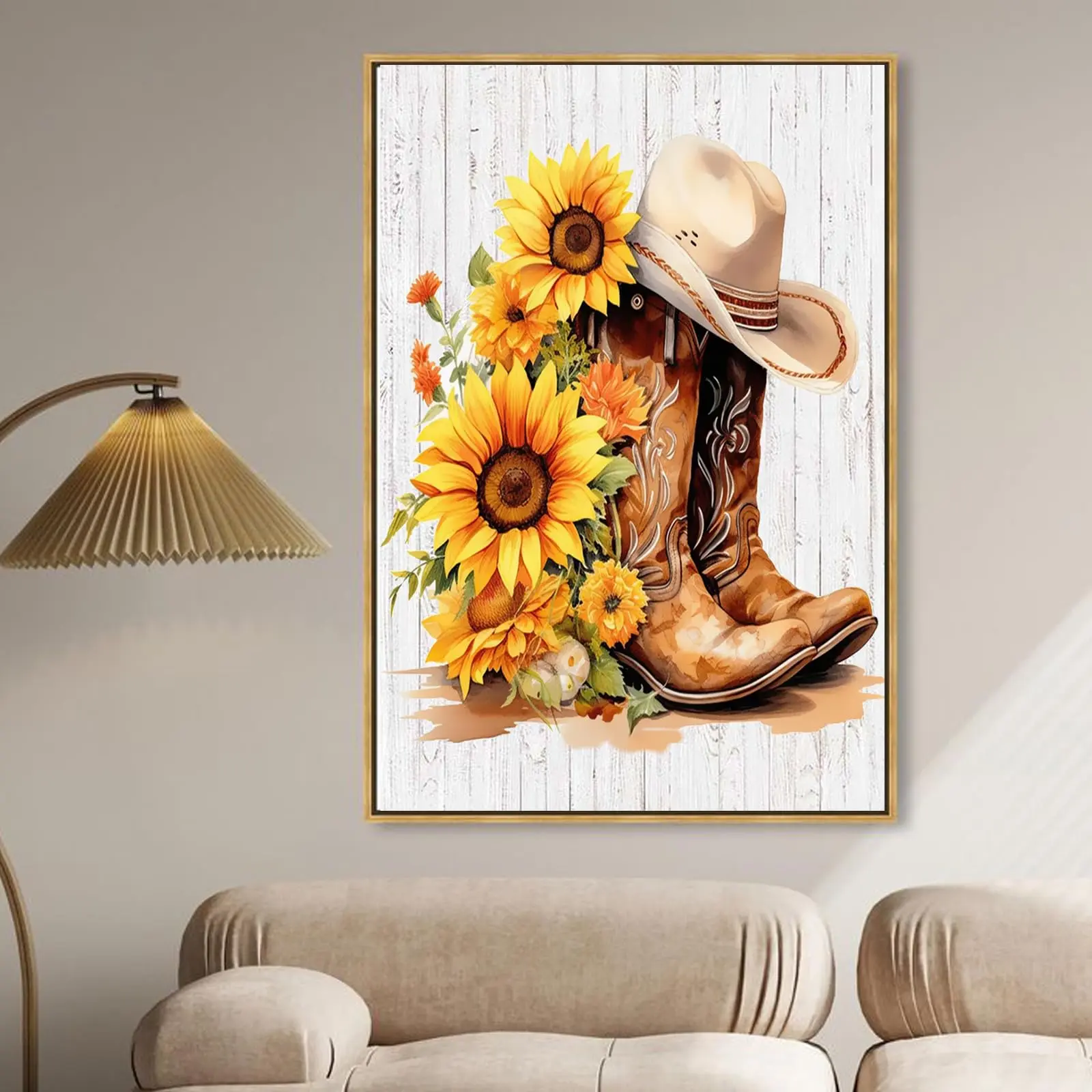 5D Cowboy Boots Sunflower Diamond Painting Art Set,Full Diamond DIY Crafts Diamond Painting Set Adult Home Decor Gift Diamond Dots