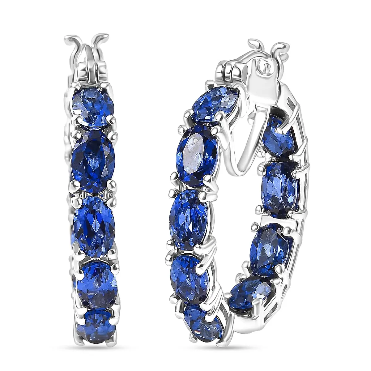 EverTrue Lab Created White Sapphire Hoop Earrings in Platinum Bond 10.30 ctw