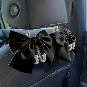2 count Bow   Seat Headrest Hook - Cute Purse Hook for , Girly Interior Decoration Accessories Hook Hanger, Seatback Holder for Purses & Bags, Elegant  Organizer (Black)