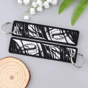 Anime Eye Key Chain for Motorcycles and Cars Backpack Manga Key Tag Embroidery Key Fobs Keyring Fashion Chaveiro Jewelry