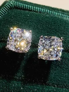 Square Shaped Artificial Zircon Stud Earrings, Fashionable Jewelry for Women, Trendy All-match & Exquisite Jewelry for Birthday Gift, High Quality Earrings