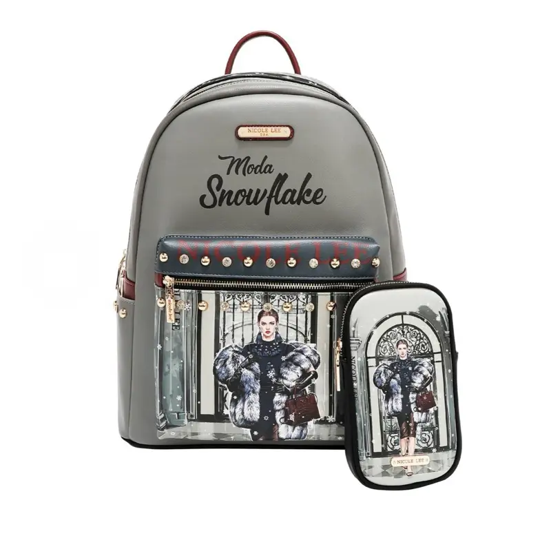 Laptop Backpack with USB Charging Design & Matching Pencil Case Set - Chic Print, Padded Compartment, Water-Resistant, Adjustable Straps, 15.6” Laptop Compatible