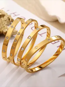 4pcs lightweight, luxurious and elegant stainless steel bracelet set, Fashionable Bangle, High Quality Bracelet, a multifunctional fashion accessory for daily commuting, exquisite design showcasing taste, perfect gift choice