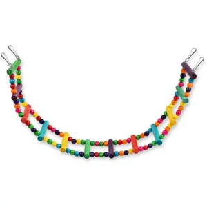 Bird Ladder Toys Coloured Flexible Parrot Swing Bridge Wooden Cockatiel Cage Hanging Climbing Ladder conures finche budgie Colored Wooden Beads Bird Swing