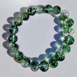 Lovskaya Green Crack Phantom Quartz Natural Crystal Bracelet for Adults Elegant Unisex Jewelry Various Occasions Unique Fashionable