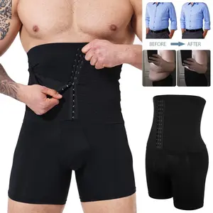 1/2/3/4 Pack Menswear High Waist Shorts Body Shaper Shapewear Adjustable Waistband Tummy Control Black Panties Ultra-Thin Comfortable Breathable Nylon Fitness Compression Fabric Sports Slim-Fitting Mesh Belt Trainer