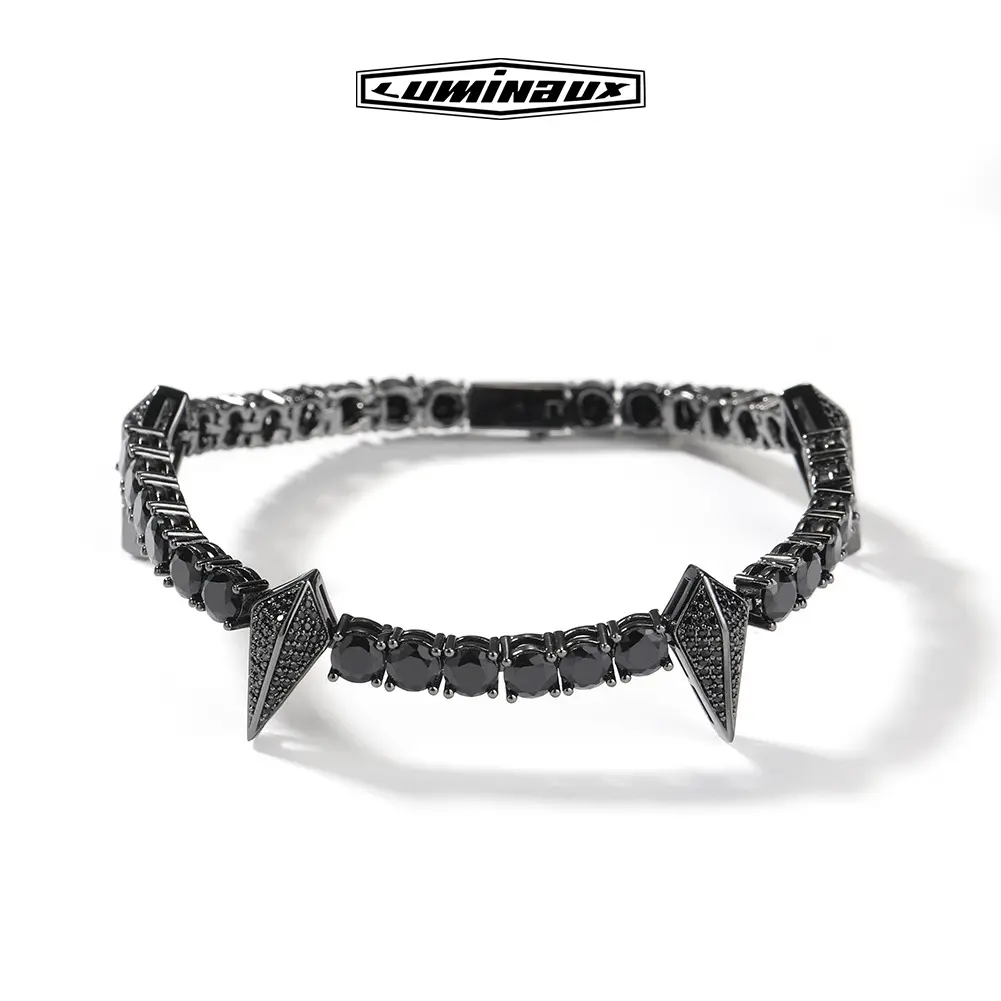 Men's Panther Motif Tennis Bracelet, Iced-Out Jewelry with Colorful VVS Cubic Zirconia, Copper Alloy for Daily Wear, Bracelet Jewelry, Black Panther, Men's Accessories, Adults, Colorful Zircon, Exquisite Bracelet, Crystal