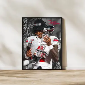 Jeremiah Smith Ohio State Buckeyes Poster Man Cave Football Poster, Football Wall Decor Sports Fan Gift, for Sports Fans & Home Office Display, Poster Football Gifts - Unframed (No Frame)