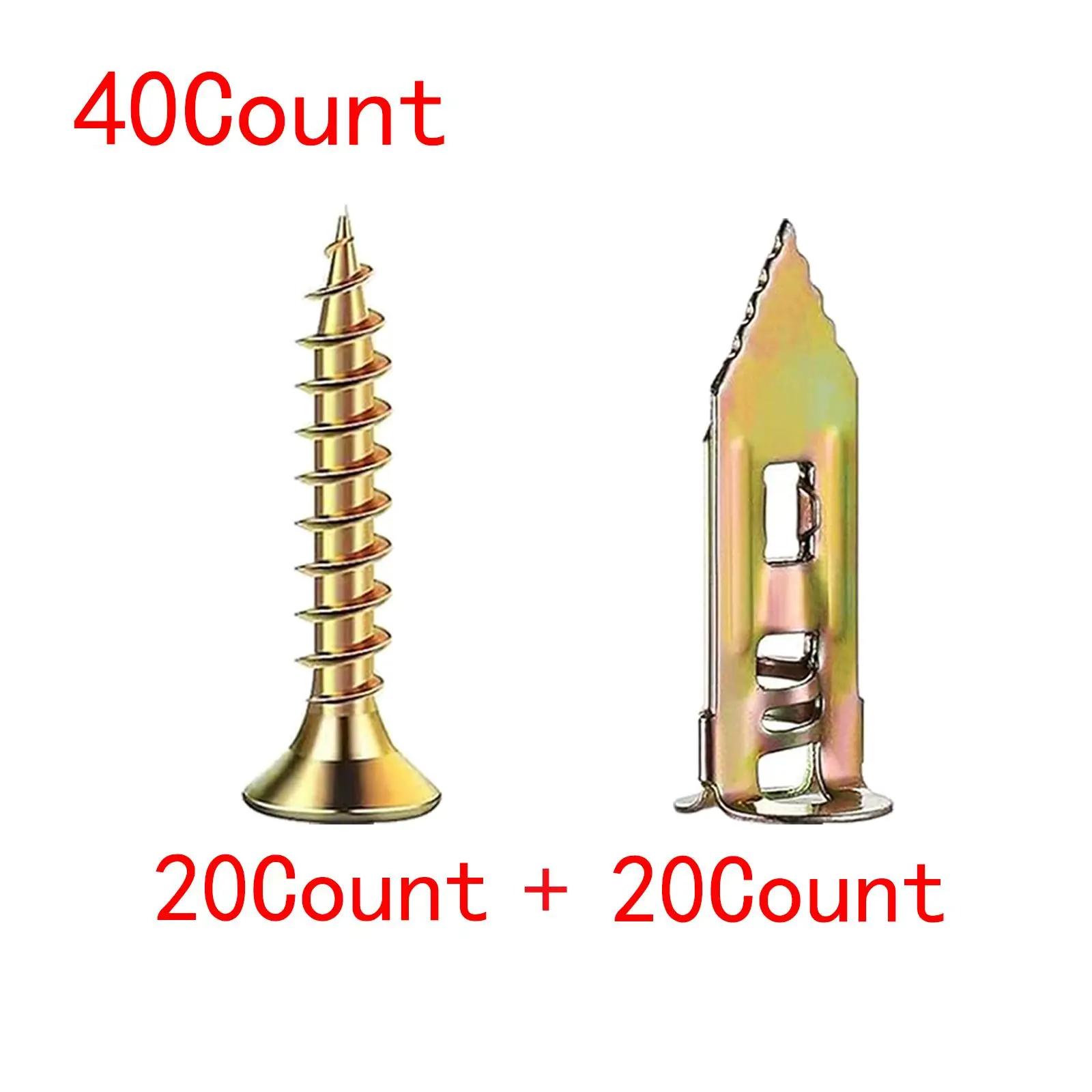 120 Count Drywall Self Drilling Anchors and Screws,Easy Application,No Drill or Holes in Wall,Heavy-Duty Zinc-Plated Steel Anchors with Self-Tapping Screws,Hollow Screws and Anchors for TV,Bicycle,Cabinet Fixing Accessories.