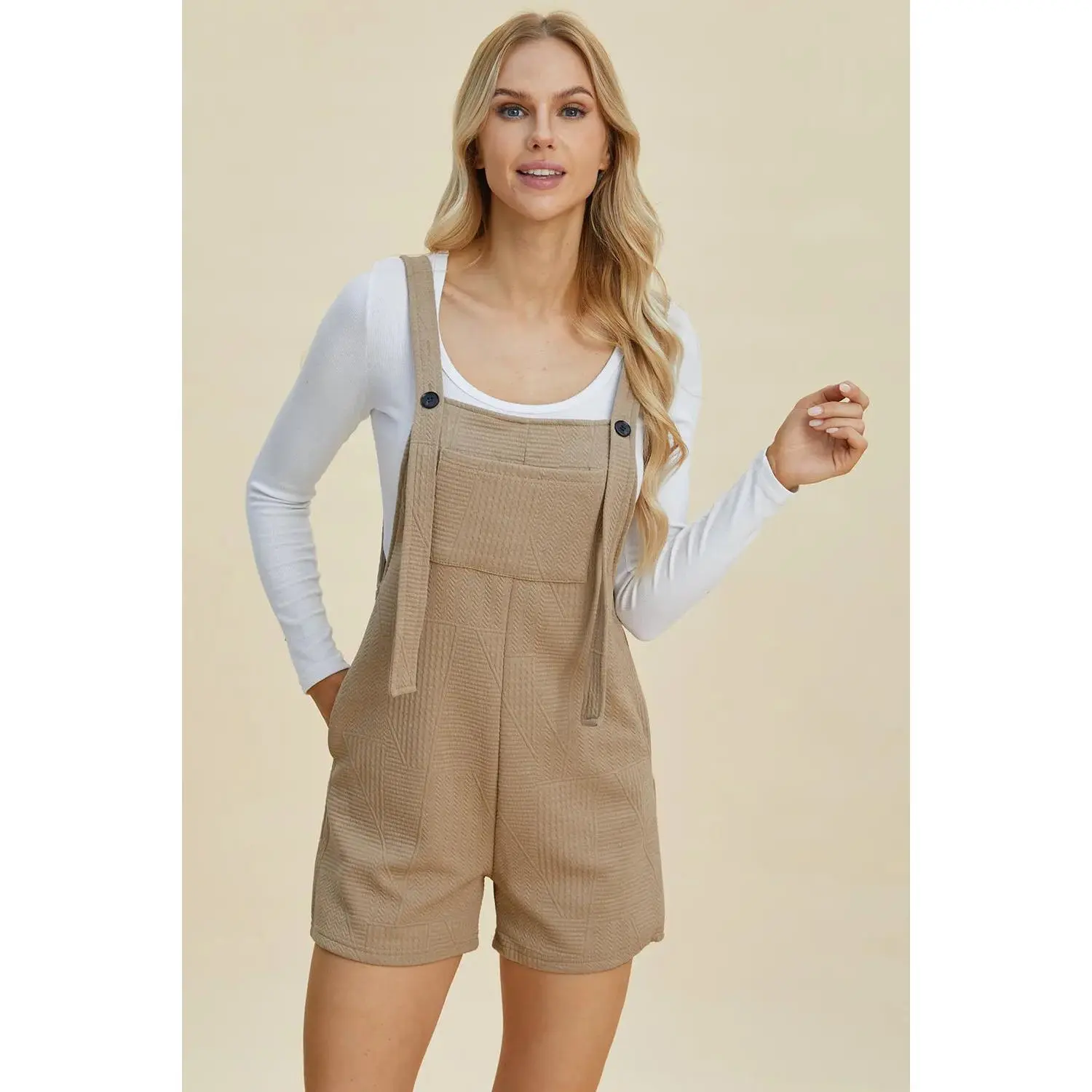 Double Take Full Size Texture Sleeveless Romper
