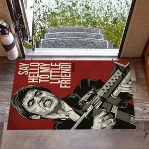 Scarface Tony Montana Rug - Iconic "Say Hello to My Little Friend" Throw Mat. Classic Movie Poster Aesthetic Decor. High-Definition Print Area Rug. Ultimate Fan Gift for Man Caves.