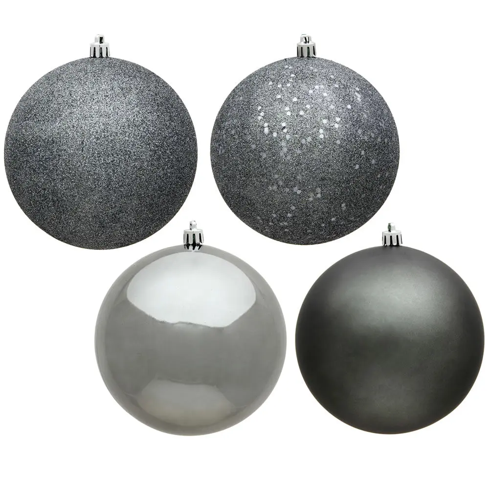 Vickerman N590787 2.75" Pewter 4-Finish Ball Ornament Assortment 20 Per Box