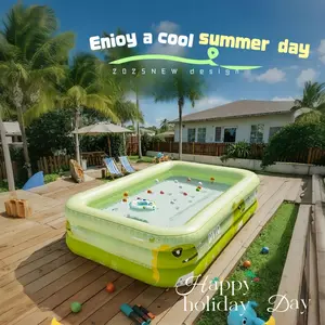 Large Dinosaur Theme Inflatable Pool with Playground Features, Durable PVC, Foldable and Portable Swimming Pool, Ideal for Family Water Fun and Outdoor Parties, Kiddie Pool