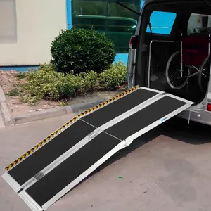 Portable Wheelchair Ramp 6FT, Non-Slip Aluminum Folding Handicap Ramp, Door Threshold Wheelchair Ramps Aluminum Ramp with Non-Skid Surface & Reflective Strips Truck Lift Gate
