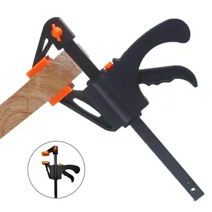 8pcs 4 Inch Quick Release Bar Clamp Set, Portable Single Hand Ratchet Clamps for Woodworking, Crafts & Adhesives, Small Trigger Clips