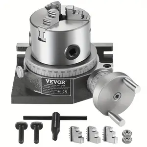 VEVOR Milling Machine Rotary Table, 4inch /100mm, Multifunctional Horizontal and Vertical Design, Precision Manufacturing, Includes 3.1inch /80mm 3-Jaw Chuck, M10 T-Bolts and Nuts, Ideal for Engineering and Indexing