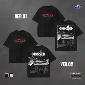 Dark Johan Liebert Monster Anime Hoodie T-Shirt, Dark Grunge Graphic Tees Men, Retro Double Printed Vintage Pullover & Tee Gift for Anime Manga Fans, Cotton Black Fits Acid Washed Casual Tops
