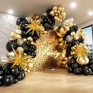132 Gold Foil Balloons Arch Set, Balloon Garland, Perfect for Wedding Birthday Graduation Party Decorations, Includes Starburst Foil Balloons