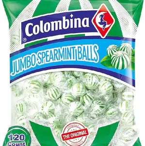 Colombina Jumbo Spearmint Balls, Individually Wrapped Natural Spearmint Flavored Candy, Ideal for Halloween and Christmas, 2.4 lbs (120 Count)