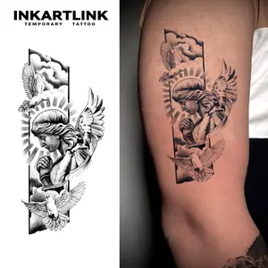 INKARTLINK Tattoo Tech, 2 Sheets Semi-Permanent Temporary Tattoos ,Dove of Peace 2,Adult Art Design,Lasts 1-2 Weeks, Waterproof, Realistic Look, No Adhesive, No Reflection,For Man And Woman,Ideal for Swimming, Party