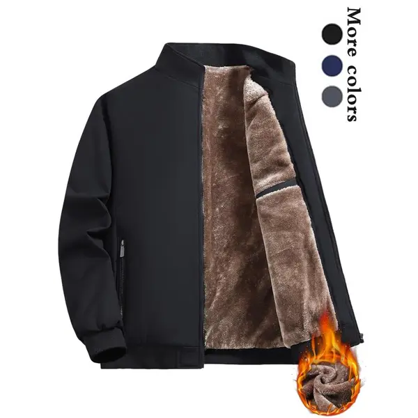 Men's Winter Fleece Lined Warm Stand Collar Coats Long Sleeve Stylish Casual Black Plain Jackets Menswear Tops Cold Beige Winter Essential