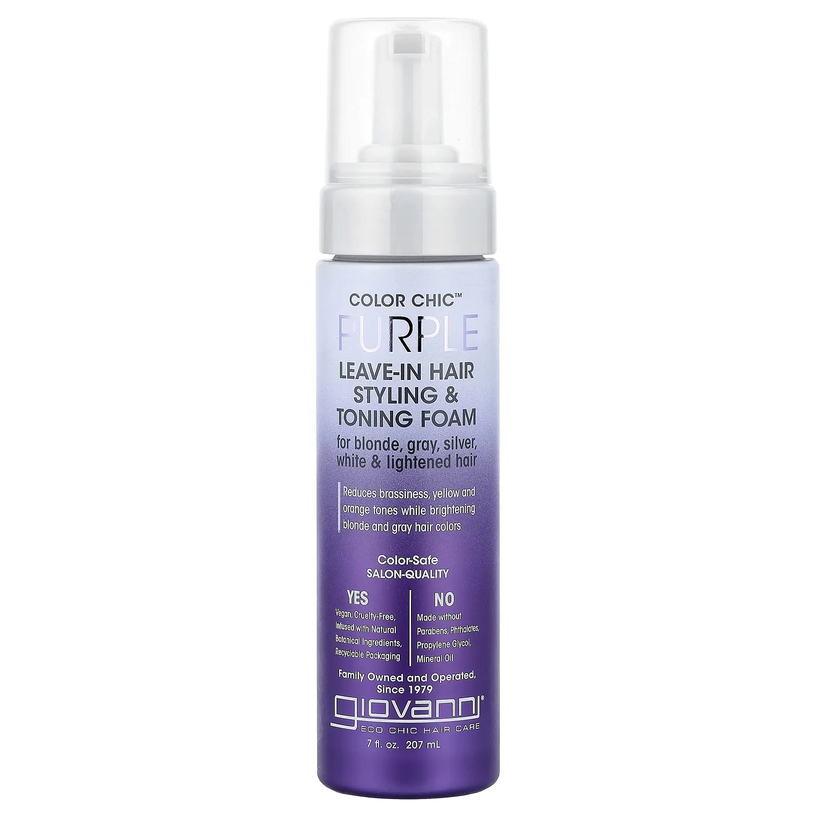 Giovanni Color Chic™, Purple Leave-In Hair Styling & Toning Foam, 7 fl oz (207 ml)