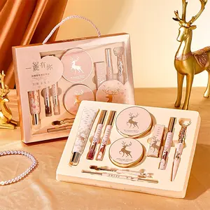 Classic Deer Pattern 10-in-1 Full Face Cosmetic Set Multipurpose Makeup Kit for Daily Use