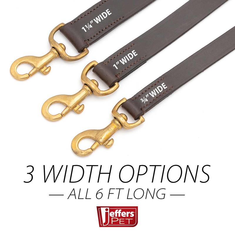 Jeffers Flat Leather Dog Leash with Hand Strap Handle, 6'L Jeffers Flat Leather Dog Leash with Hand Strap Handle, 6'L