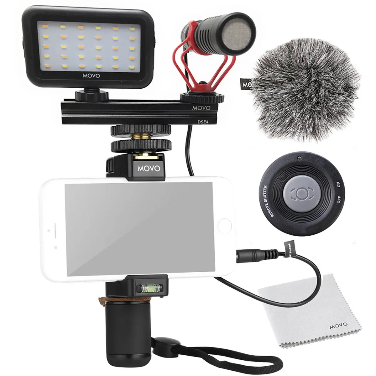 Movo Photo Smartphone Video Kit V1 with PR-1 Smartphone Rig & VXR10 Mini Shotgun Microphone