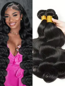 12a Human Hair Bundles, Body Wave Bundles, 100% Unprocessed Brazilian Virgin Raw Weave, 3 Bundles, Real Natural Wavy Human Hair, Loose Wave Bundles