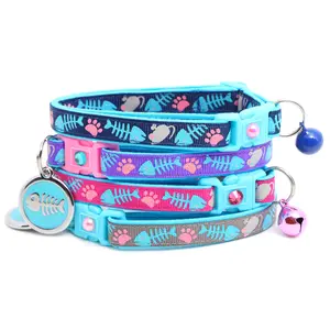 Kit & Caboodle Breakaway Safety Cat Collar with a Matching Jingle Bell & Charm by Pugs2Persians ID Name Tag