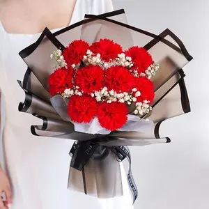 Rose Bouquet with Ice Powder, Starflower, Lovegrass, Carnations, Sunflowers, Perfect Gift for Valentine's Day, Graduation, Mother's Day