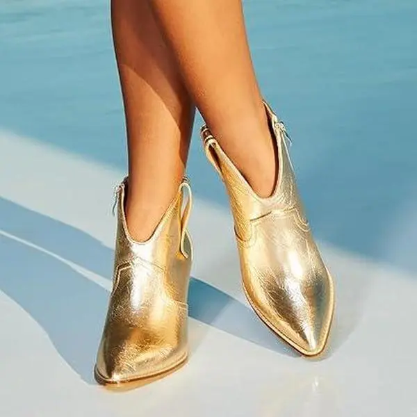Corky's Bar Hoppin' Booties-Gold - Gold Color, Versatile for Casual Outings & Bar Hopping, Comfortable Fit, Stylish & Glamorous Footwear
