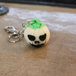 Handcrafted Clay Glow in the Dark Jack O Lantern Keychain