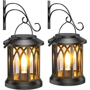 Solar Lantern Outdoor Lights with Wall Mount Kit, 2 Pack Upgraded Solar Lanterns Outdoor ,  Solar Lights for Outside Decorative Yard Patio Path Porch Garden Decor